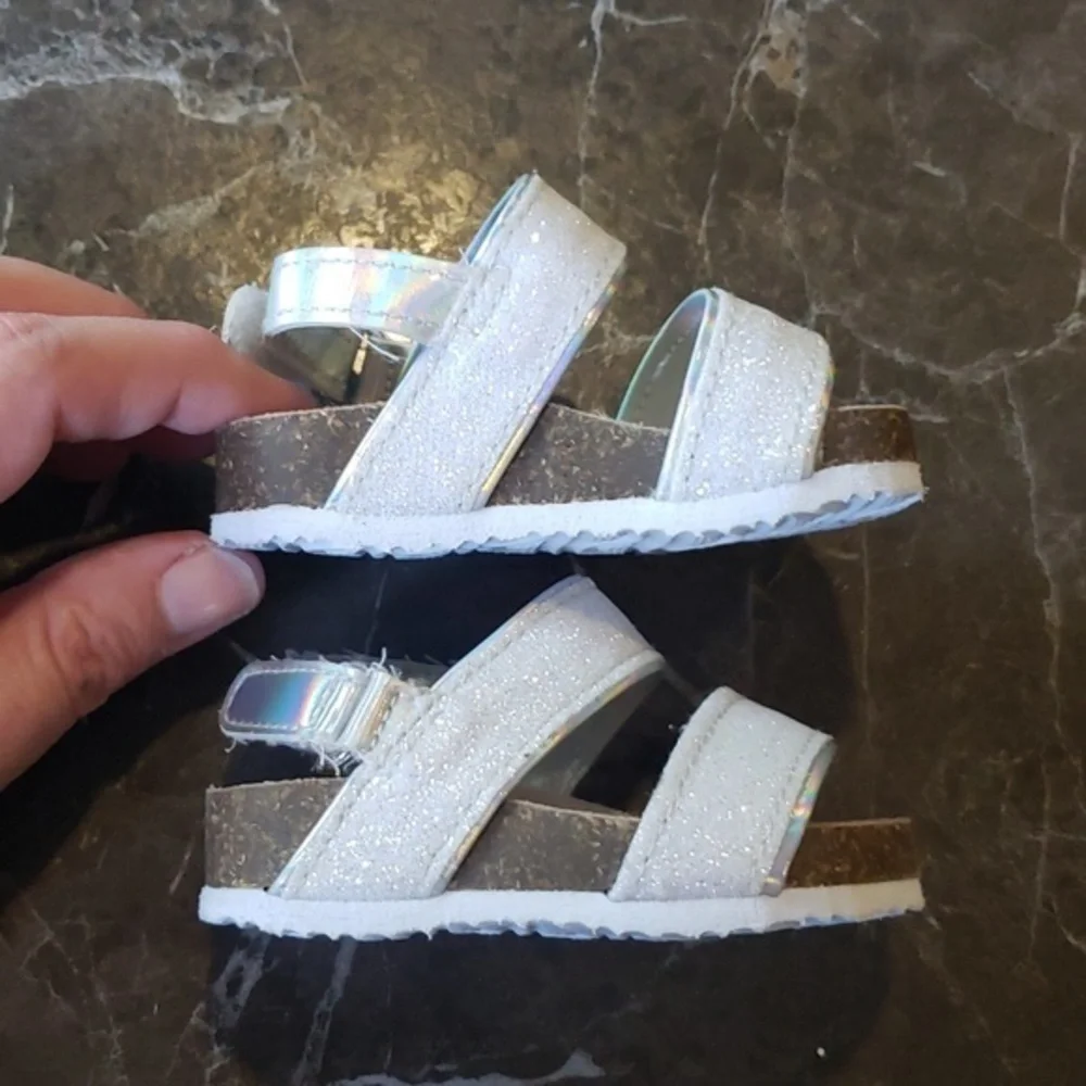 Baby Girl‎ Silver Glitter Sandals Sz 0-3 Months